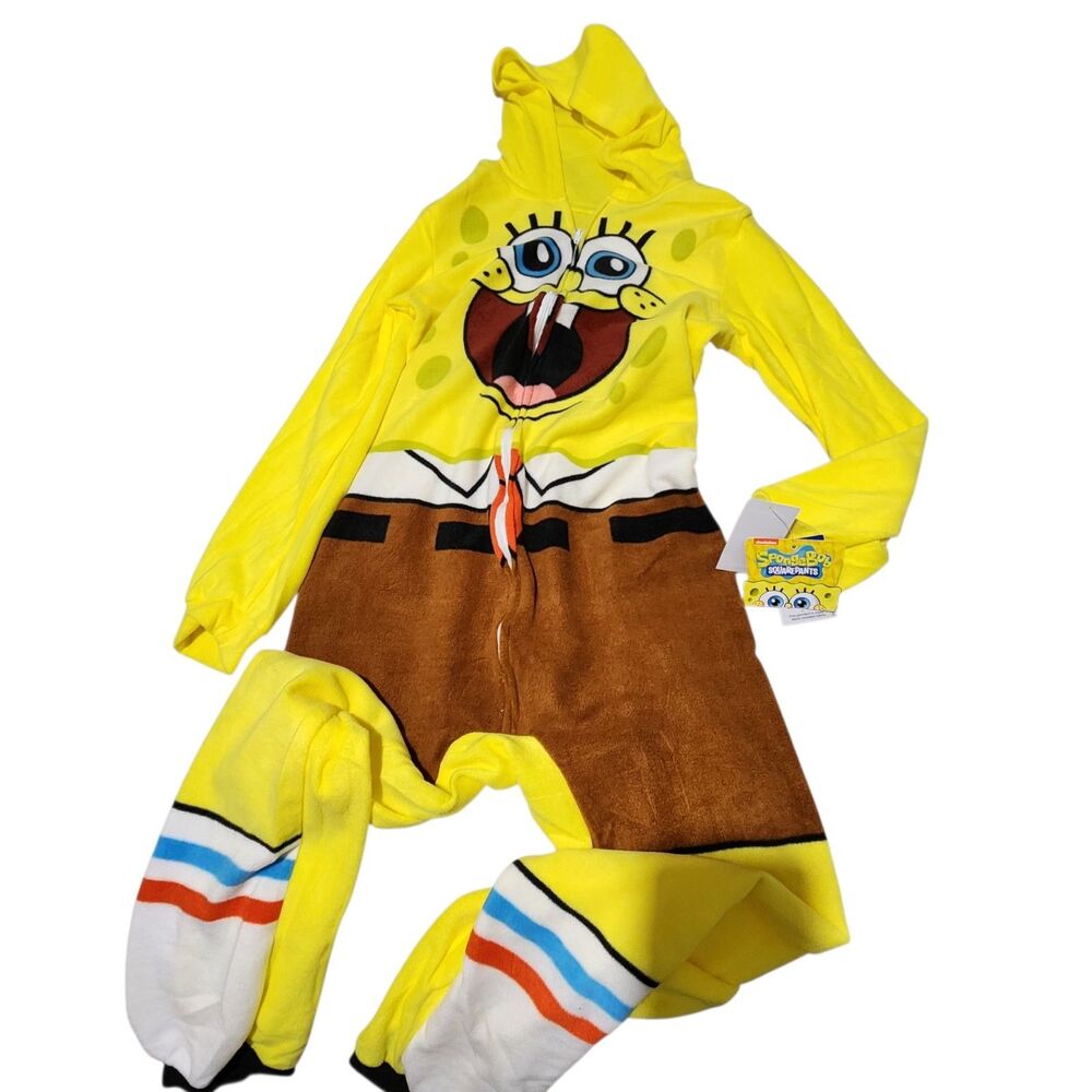 Spongebob Pajama Boys Size Medium 8 Hooded Full Zip - Picture 6 of 15
